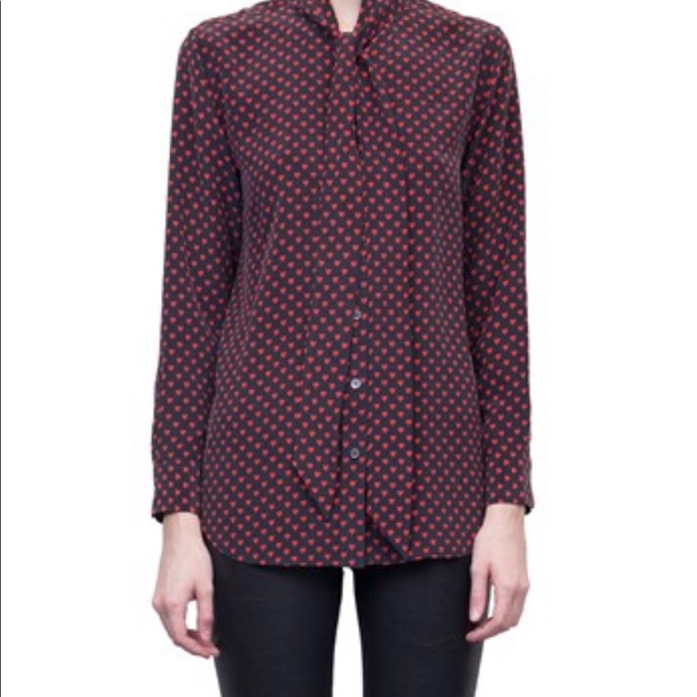 Equipment x Kate Moss Collarless Heart Silk Blouse